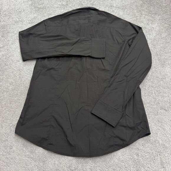 7 Diamonds Button Down Shirt Men Medium Black Long Sleeve Plaid Flip Cuff Casual - Picture 2 of 16